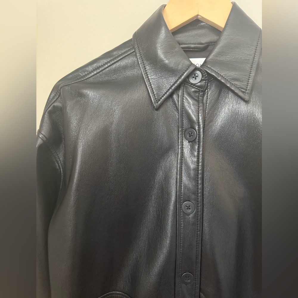 Aritzia Babaton Pelli Faux Leather Shirt Jacket Black XS - Picture 4 of 11
